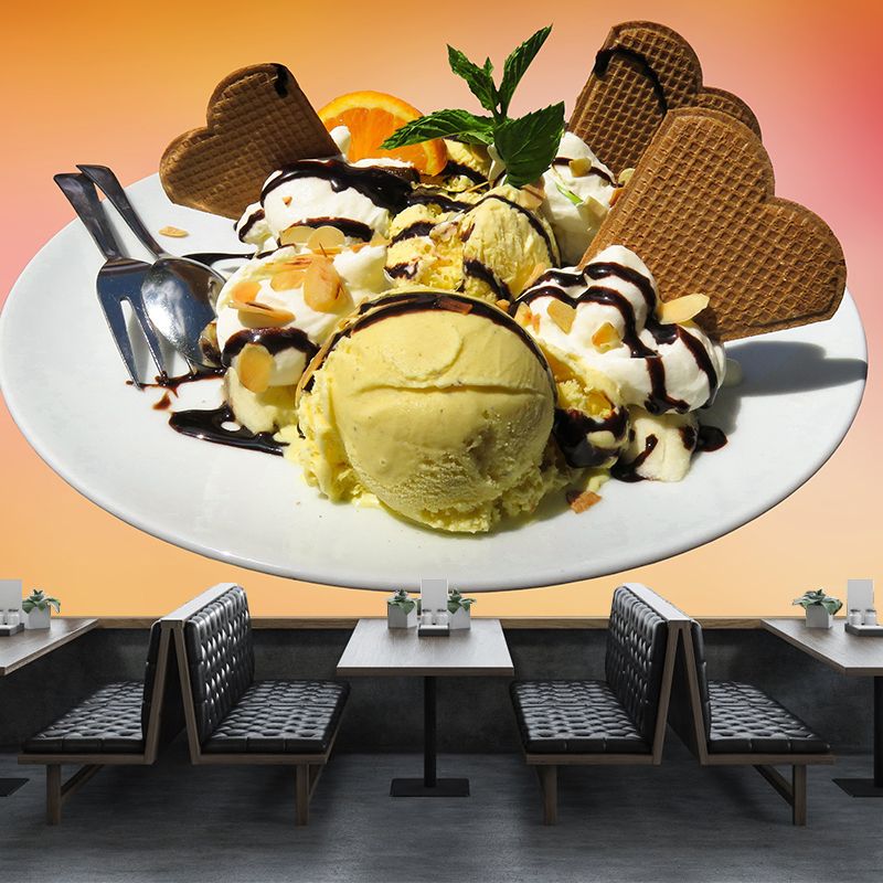 Photography Mural with Delicious Ice Cream Pattern Modern Dessert Shop Wall Covering