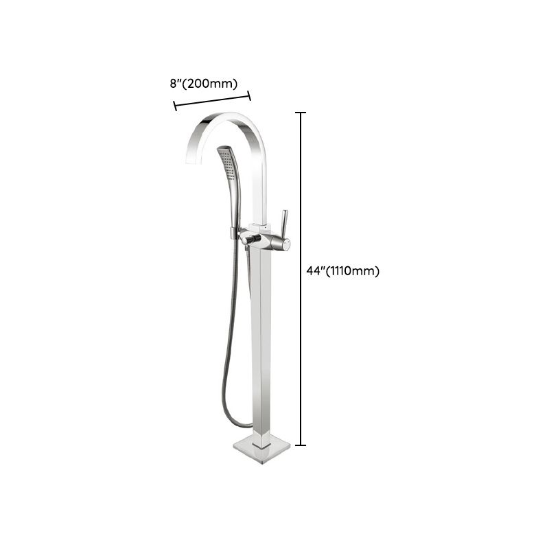 Modern Freestanding Tub Fillers Copper Floor Mounted with Handshower Bathtub Faucet