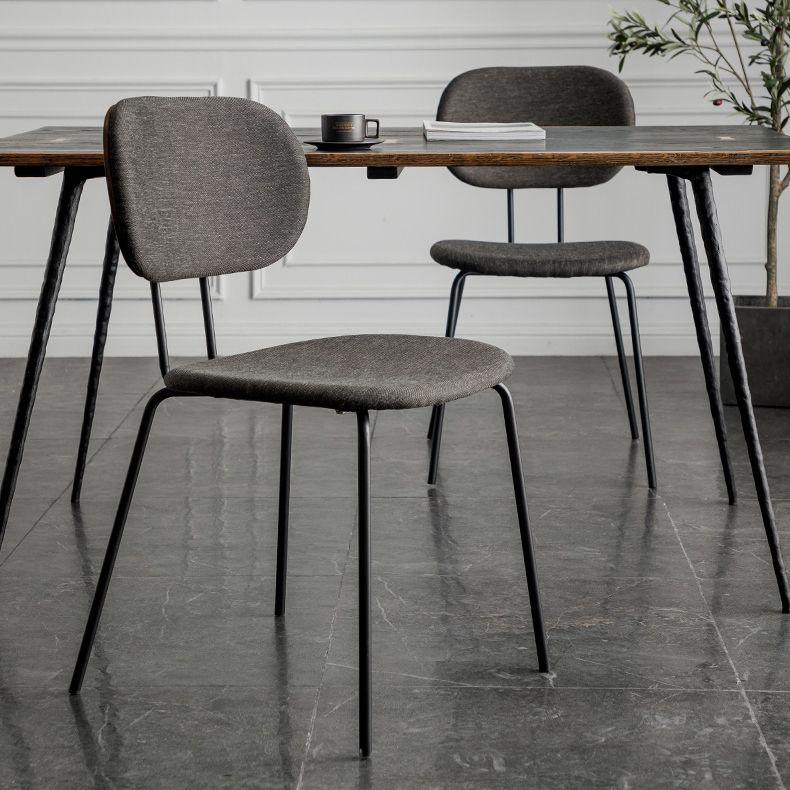 Industrial Style Linen Fabric Dining Chair Open Back Dining Side Armless Chair