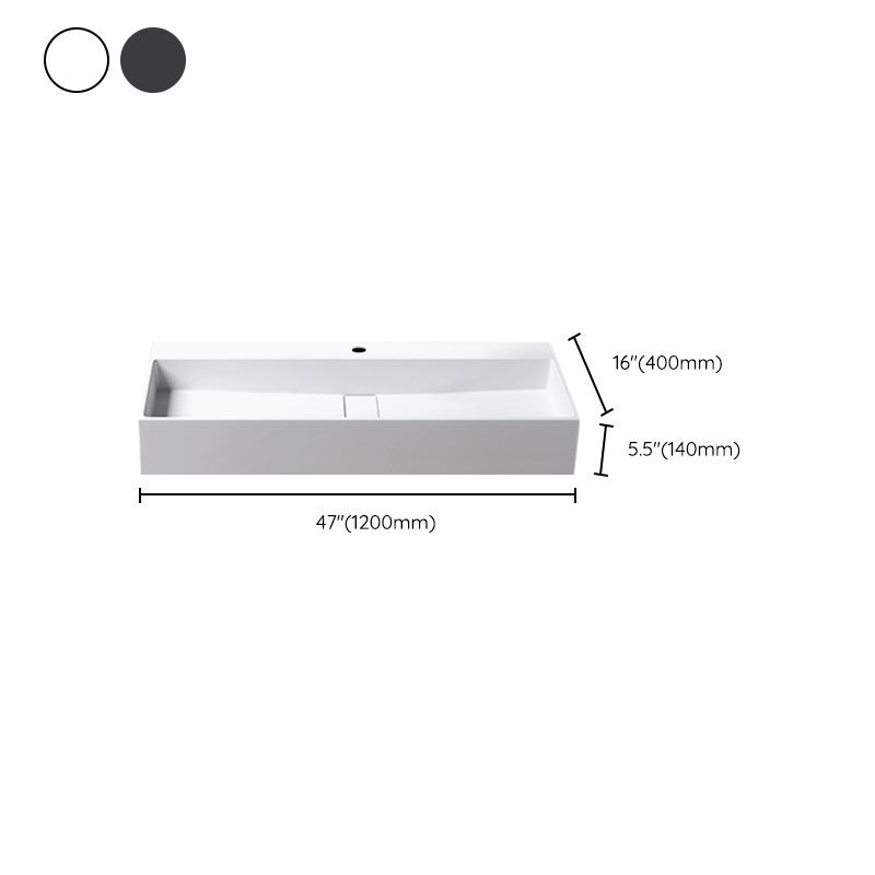 Contemporary Bathroom Sink Man Made Rock Rectangular Vessel Sink with Pop-Up Drain