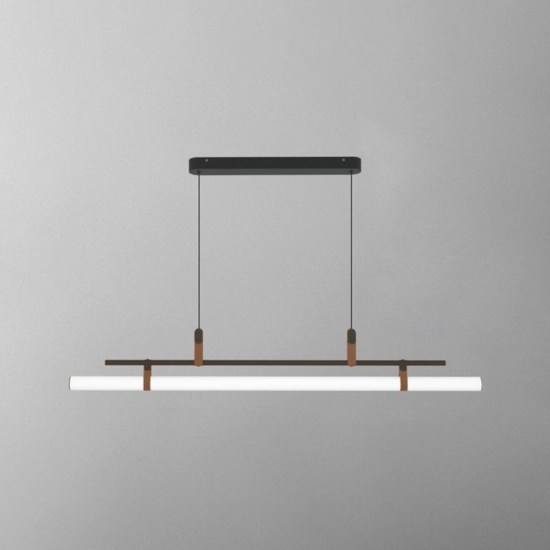 Lámpara moderna de la isla de metal lineal Luz de restaurante moderno de 1 cabeza con sombra acrílica