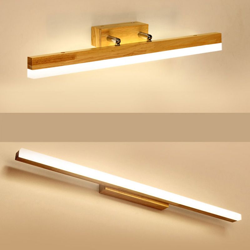 Nordic Minimalist Style Rectangular Vanity Lamp Solid Wood Single Vanity Light
