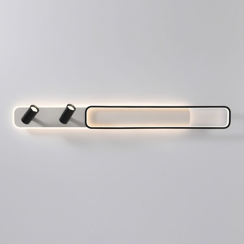 Lámpara de techo de metal de estilo minimalista moderno con montaje semi empotrado LED acrílico rectangular para pasillo