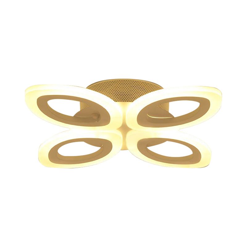 Plafond de salon en fleur luxueuse luministe acrylique moderniste LED semi-chasseur éclairage en blanc, 19 "/ 30" / 43 "de largeur