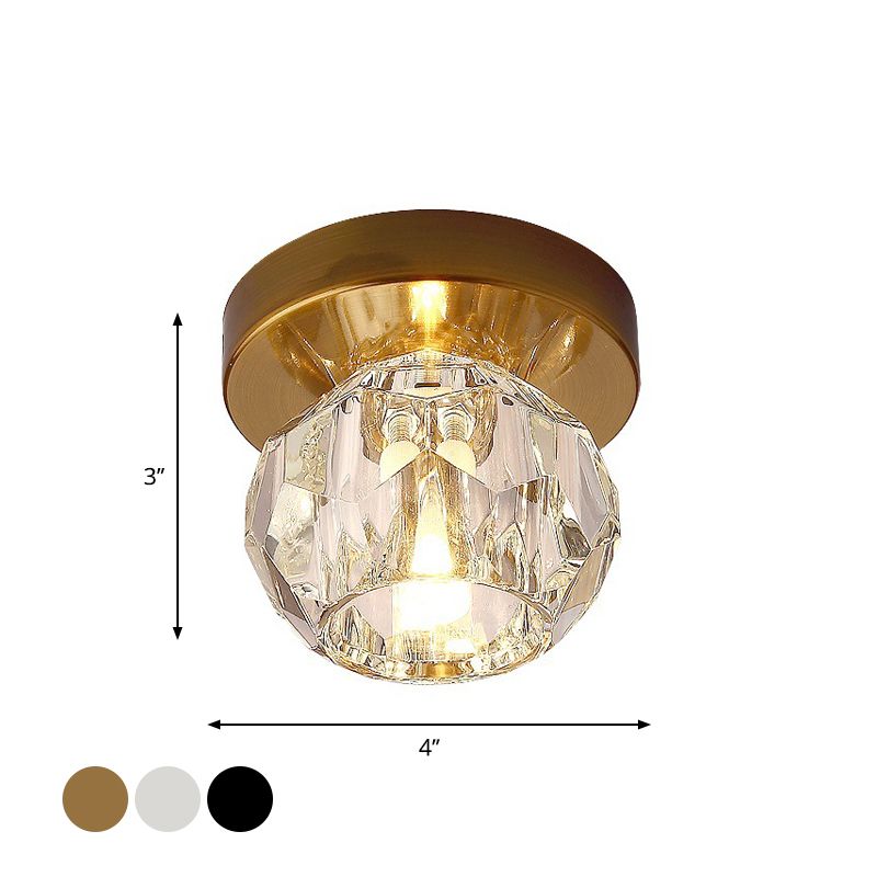 Globe gefacetteerde kristallen inbouwarmatuur Eenvoud LED dichtbij plafondlamp voor gang