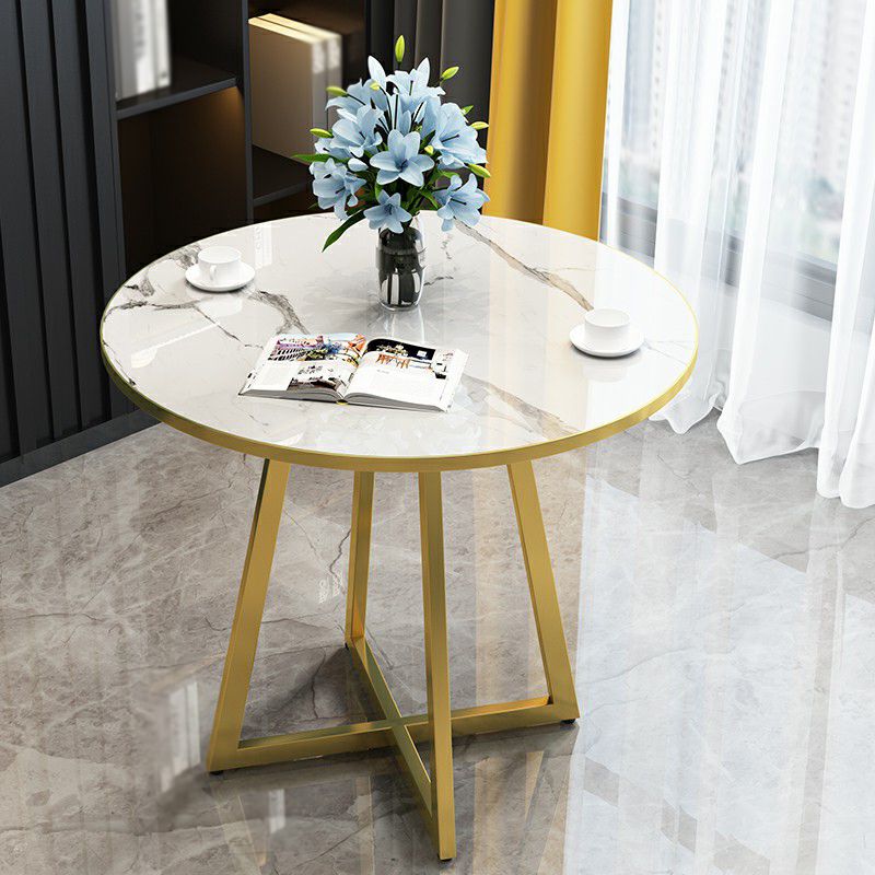 Metal Traditional Luxury Round Indoor Table Manufactured Wood Table with Sled Base