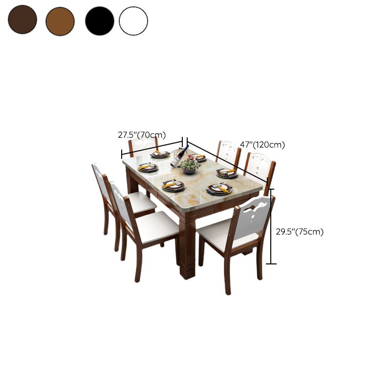 Contemporary Rectangle Dining Site Table Marble Dining Room Collection with 4-foot