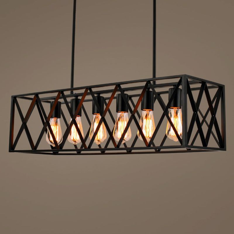 Vintage Industrial Island Lamp Black Iron Iron Cage Isola Pendanti per caffetteria