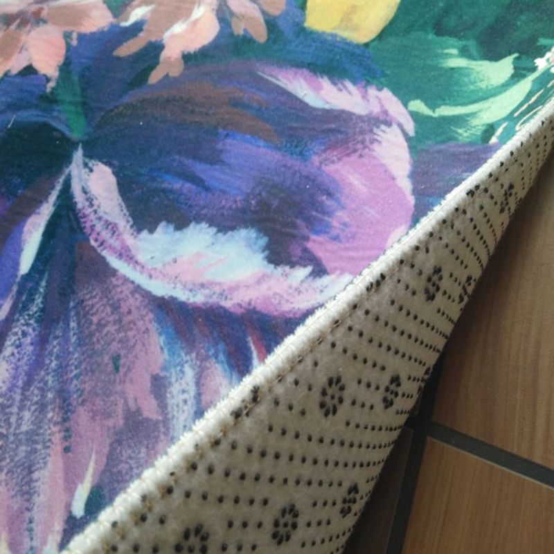 Multicolor Modern Indoor Rug Polyester Floral Print Rug Non-Slip Backing Indoor Rug for Living Room