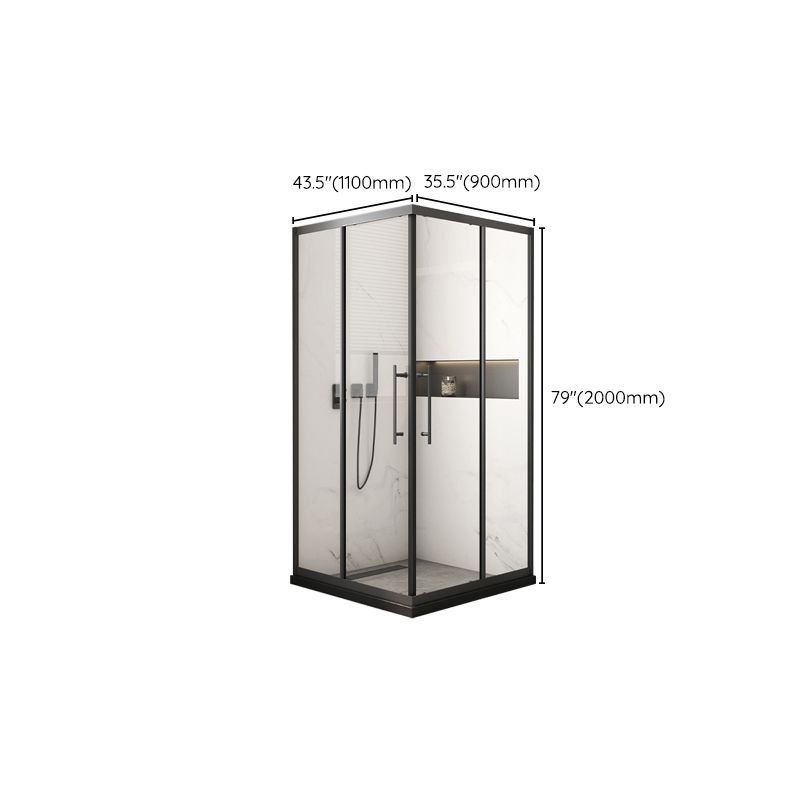 Black Framed Shower Doors Double Sliding Tempered Shower Bath Door