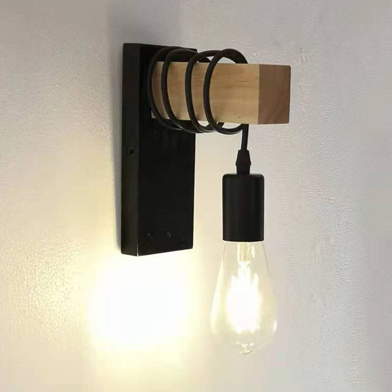 Simple Shape Wall Light Sconces Wood 1 Light Wall Lighting Fixtures for Bedroom