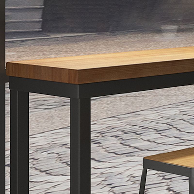 Modern Style Rectangle Bar Table Solid Wood Bar Dining Table with Footrest