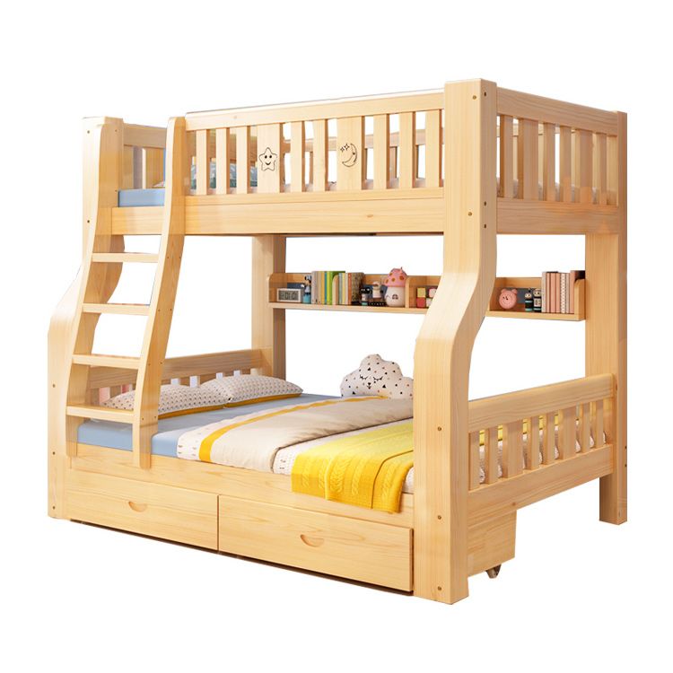 Solid Wood Scandinavian Kids Bed Gender Neutral Bunk Bed with Shelves
