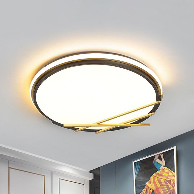 16"/19.5" W Acrylic Round Flush Light Fixture Nordic LED Flushmount Lighting in Black, Warm/White Light