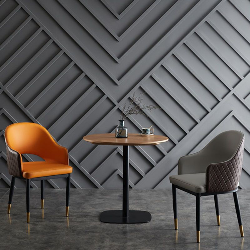 Glam Faux Leather Dining Chair Open Back Dining Side Furniture in Matte Finish for Indoor