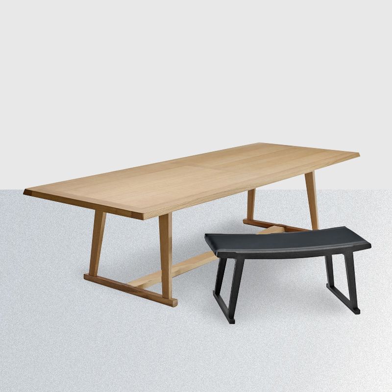 Mesa moderna de madera sólida para mesa de comedor rectangular de restaurantes con base de caballete