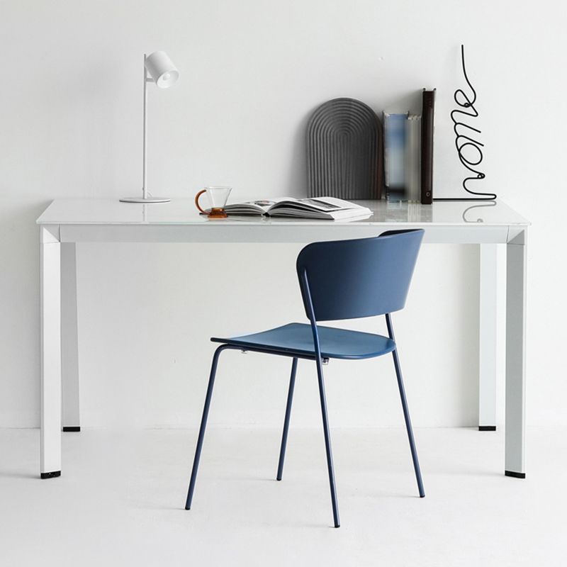 Silla lateral de comedor con respaldo abierto de diseño industrial, silla de comedor de plástico apilable