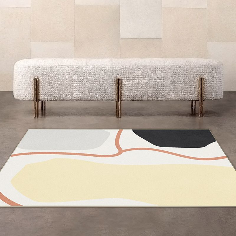 White Modern Rug Polyester Color Piece Indoor Rug Stain Resistant Rug for Home Decor