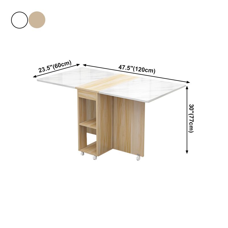 Mesa de rectángulo de madera artificial plegable con base de caballete de almacenamiento