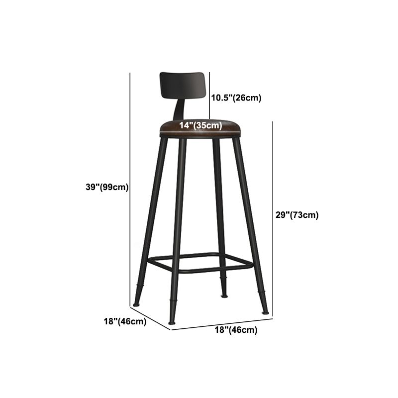 Industrial Metal Bar-stool with Black Base Round Low Back Counter-height Stool for Shop