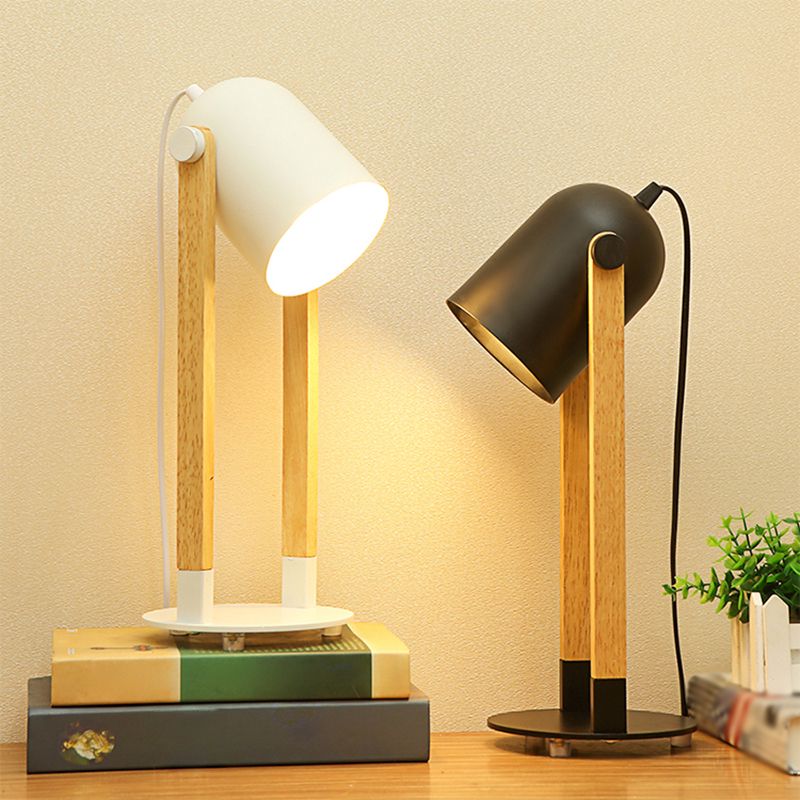 Einstellbare Kuppeltisch-Leuchte-Makkaron-Metall-1-Licht-Holzstudienlampe mit Stifthalter