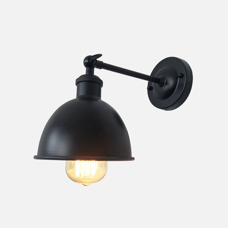 Industrial Wall Sconce Dome Shape Wall Light with Metal Shade for Bedroom