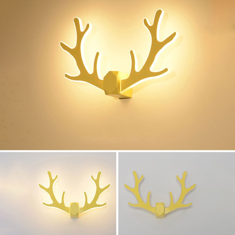 Macaron Nordic Style Sconce Light Antlers Acrylic and Plastic LED Wall Light Fixture