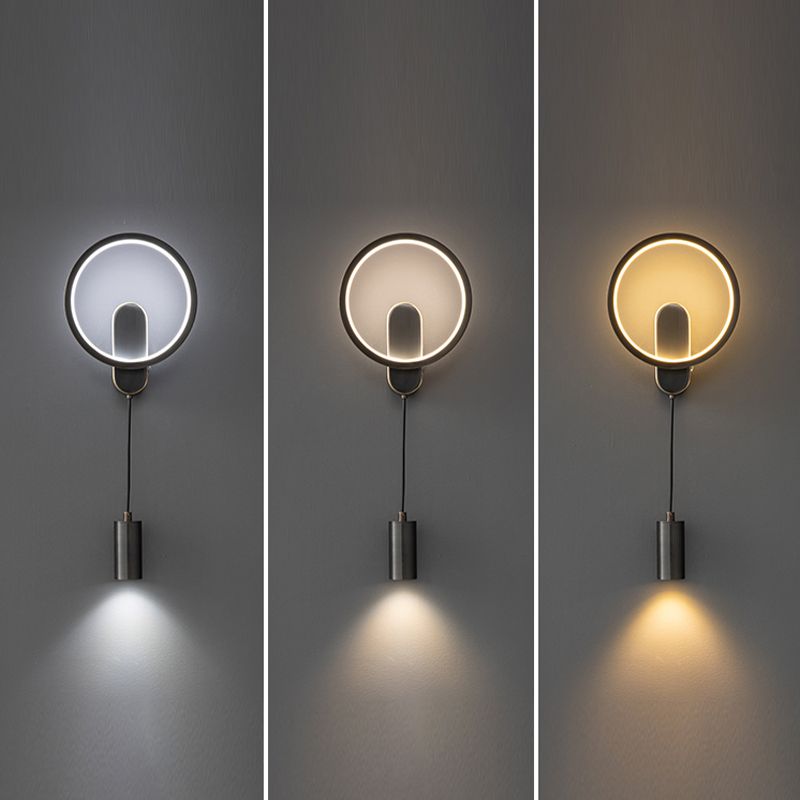 Modern Metal Wall Sconce Cylinder Shape Wall Light with Silicone Shade for Bedroom