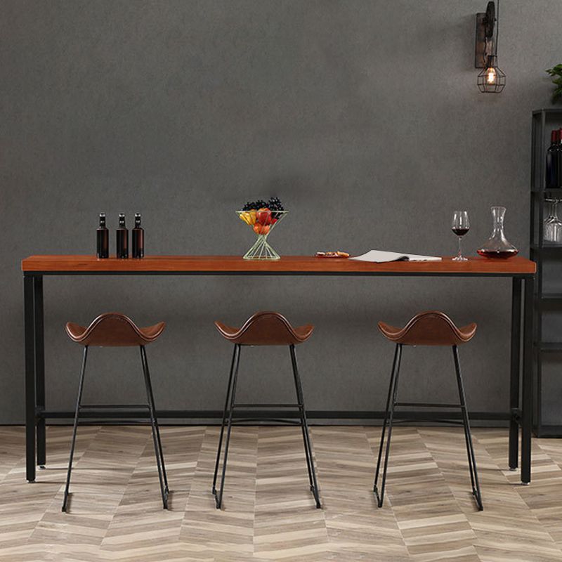 Industrial Faux Leather Bar Stools Metal Barstool in Black and Brown