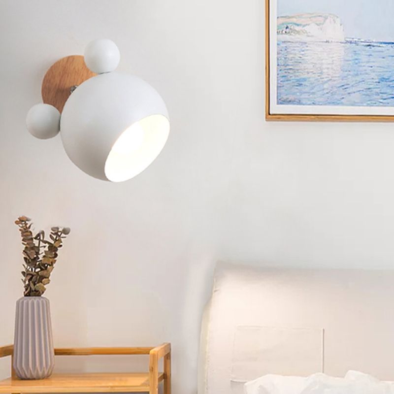 1-Light Wall Sconce Modern Macaron Style Metal Wall Lighting for Bedside