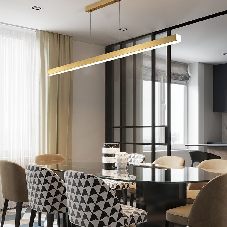 Lampada di sospensione a LED LED rettangolare in metallo minimalista dell'isola lineare