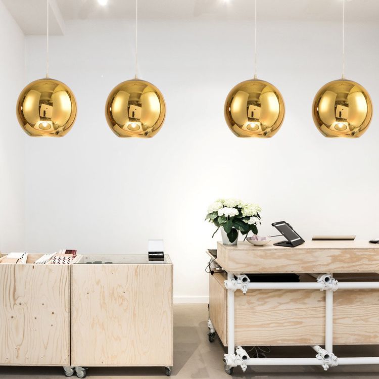 Bulbe simple de style moderne suspendu léger miroir à miroir en verre pendant à la teinte pour salle à manger de chambre à coucher