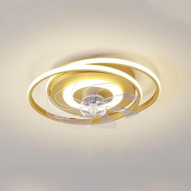 Modern Gold LED Fan Light Metal Multi Light Flush Mount Light for Living Room
