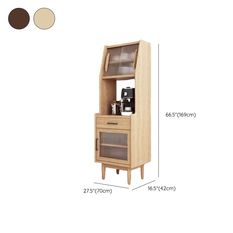 Ultra Modern Pine Dining Hutch Glass Doors Storage Cabinet for Dining Room