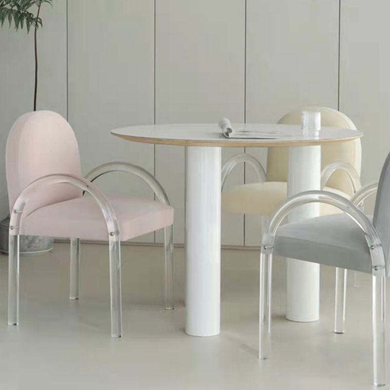 Glam Acrylic Dining Armchair Upholstered Velvet Dining Arm Chair