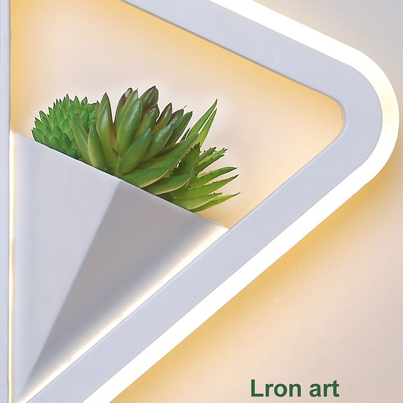 LED Triangle Shape Wall Mount Lamp Acrylic Shade Contemporary Plant Sconces for Living