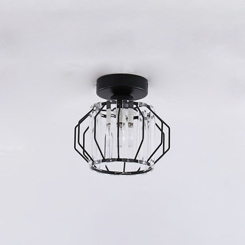 Metal Geometric Ceiling Light in Modern Luxury Style Crystal 1-Light Ceiling Fixture