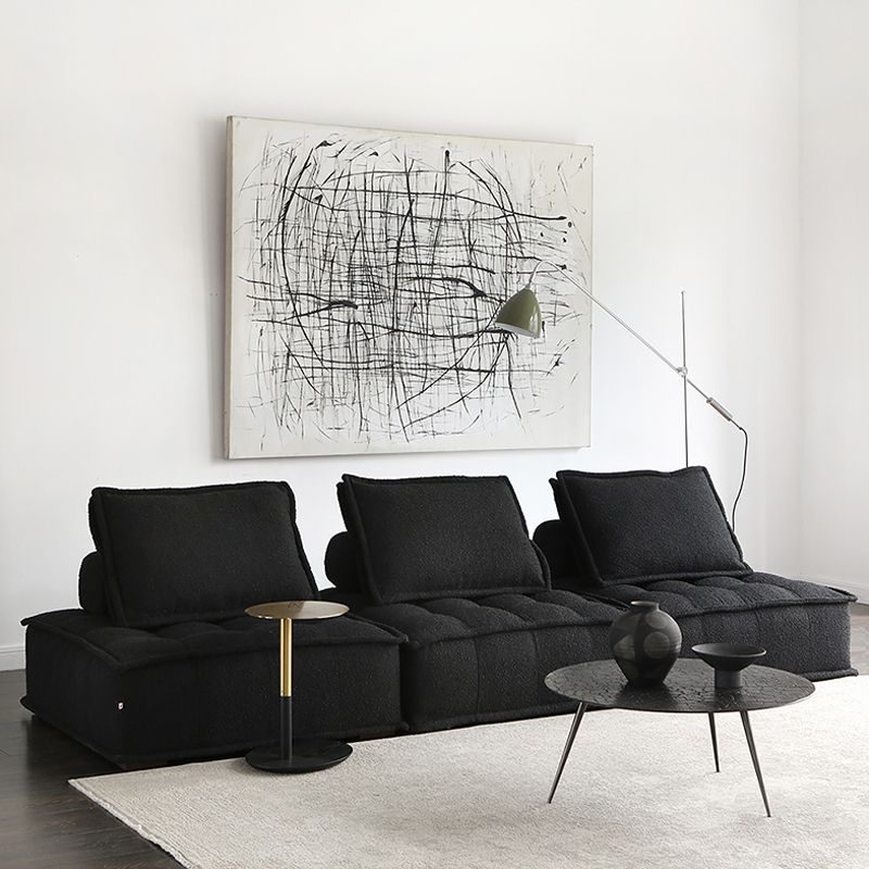 Modern Sofa with Bolster Pillows Armless Settee for Bonus Room