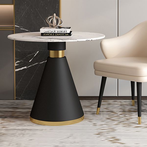 Metal Modern Round Dining Table Sintered Stone Top Table for Dining Room