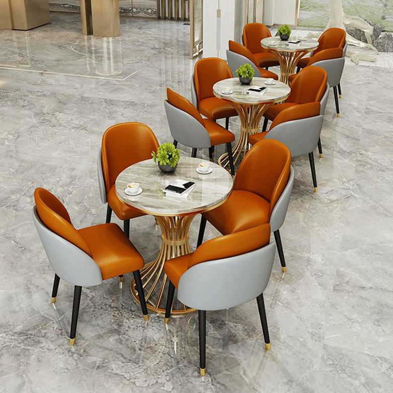 Metal Traditional Luxury Round Table for Dining Room Sintered Stone Table with Pedestal
