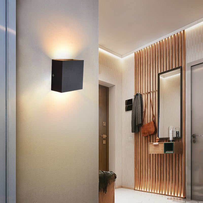 Modern Style Square Shape Wall Sconce Metal 1 Light Sconces for Bedroom