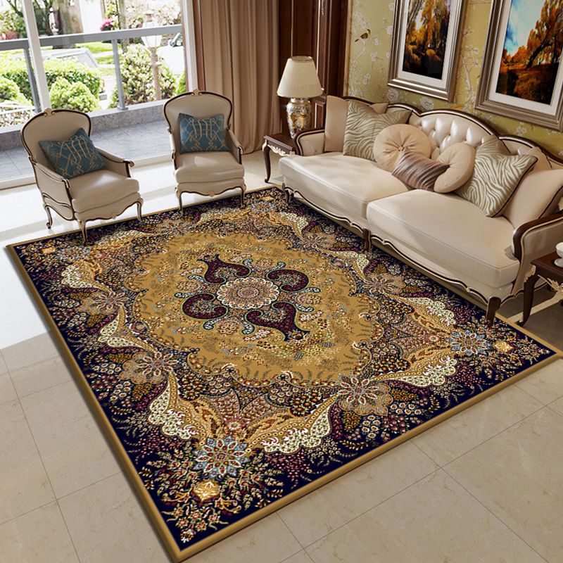 Moroccan Paisley Pattern Carpet Polyester Indoor Rug Pet Friendly Area Rug for Living Room