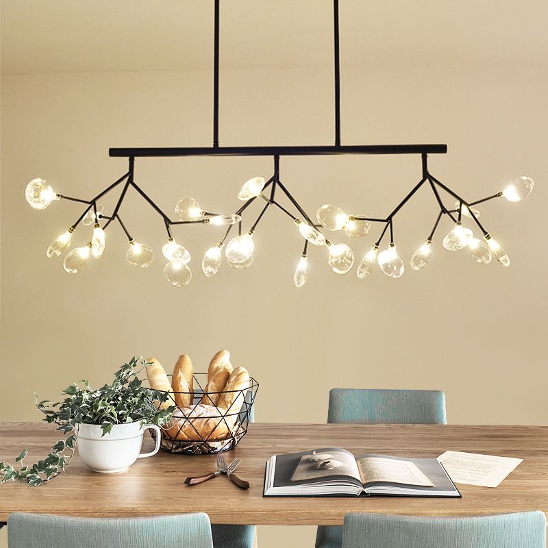 Tree Branch Glass Pendant Lamp Nordic 27-Light Island Ceiling Light for Dining Room