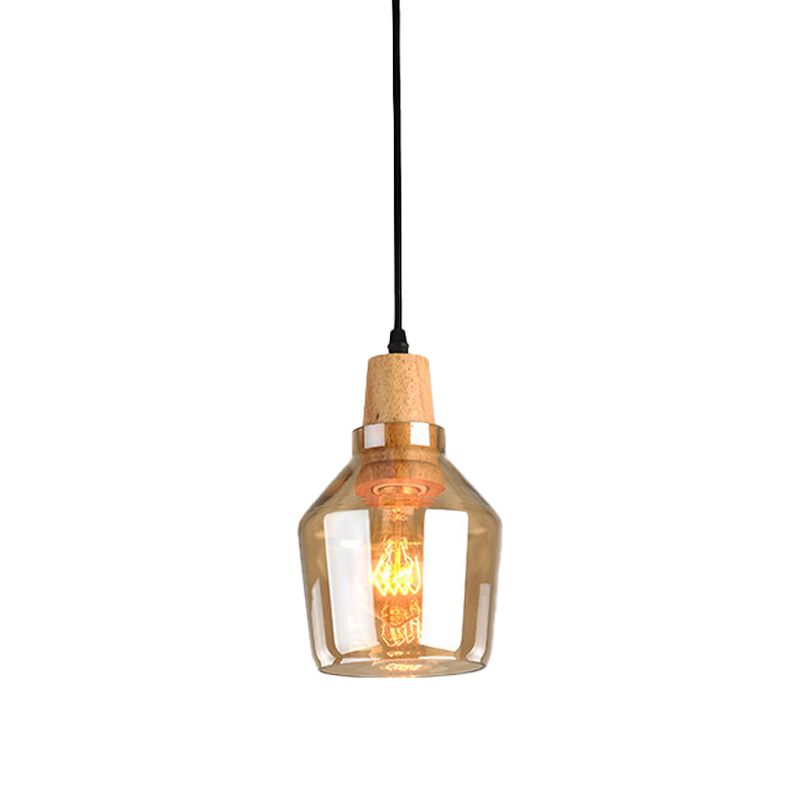 Modern 1 Light Pendant Lamp Amber Glass Shade Barn/Disc/Trifle Hanging Light Kit, 5.5"/7.5"/13" Wide