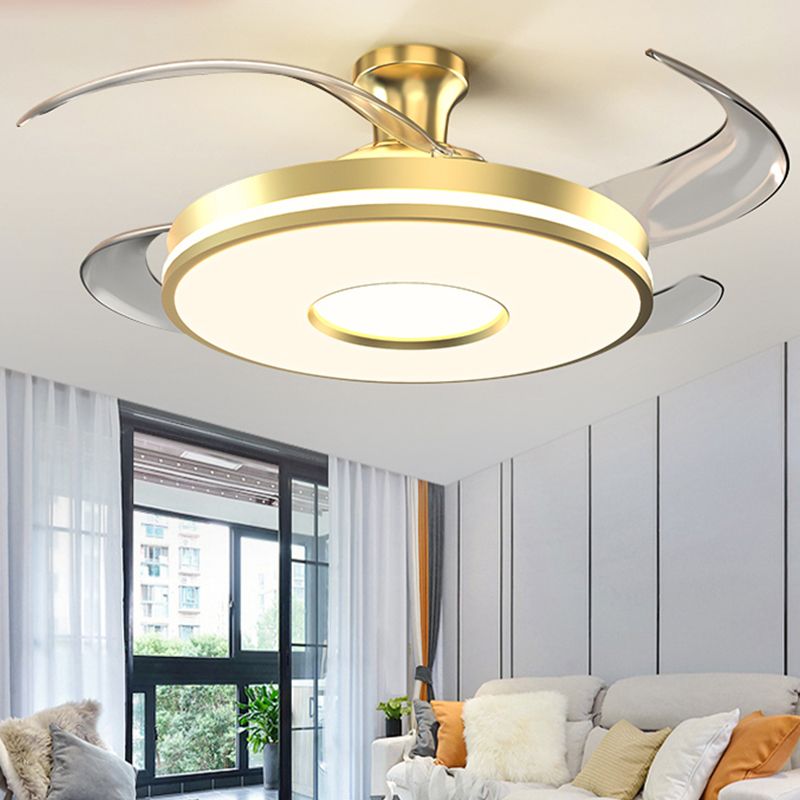 Simplicity Circular Ceiling Fan Lamp Frequency Conversion Semi Flush Mount LED Light