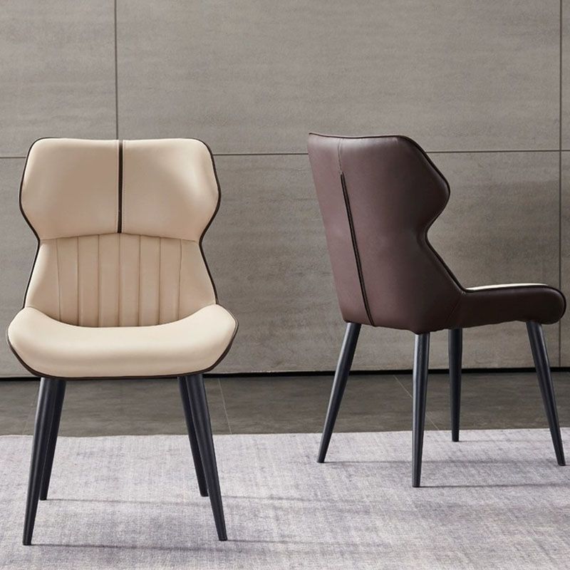 Contemporary Dining Chair Kitchen Arm Side Chair with Metal Legs