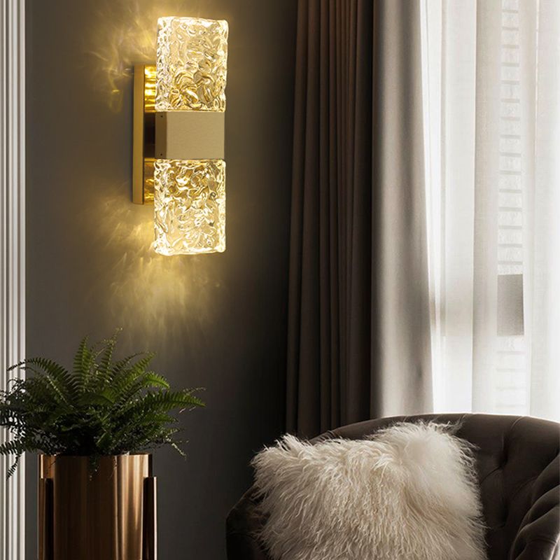 Contemporary Glass Shade Wall Sconce Lighting Rectangle Shade Wall Lamp for Bedroom