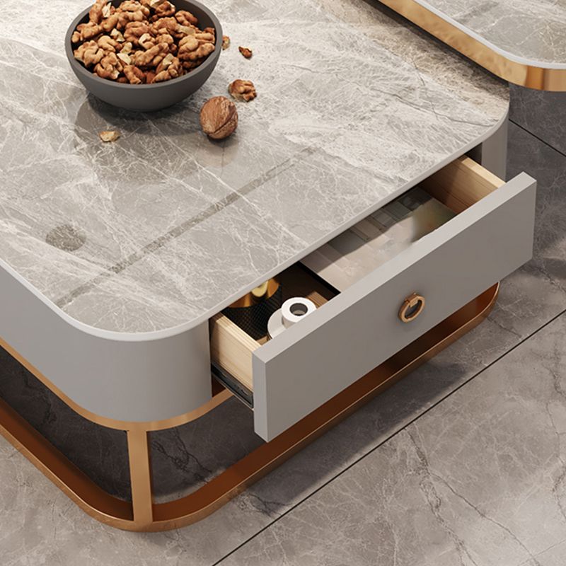 Square Coffee Table Glass Top Nesting Coffee Table Set for Living Room
