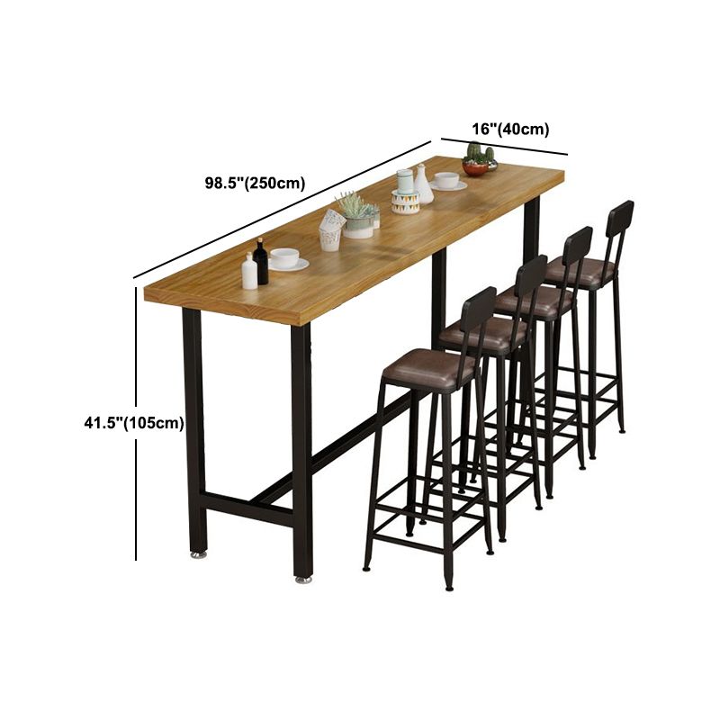 Rectangle Pine Wood Top Bar Table Industrial Bar Table with Trestle Base in Black