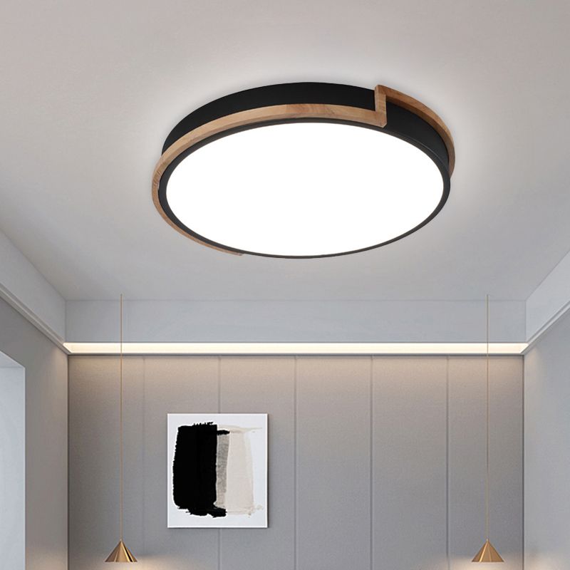 13"/17"/21" W Slim Drum Bedroom Flush Ceiling Light Eye-Caring Acrylic Macron Loft Led Ceiling Lamp in Black/Grey/White